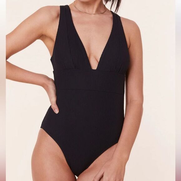 Andie Swim The Mykonos Rib One Piece Swimsuit Black size M NWT - Picture 1 of 7
